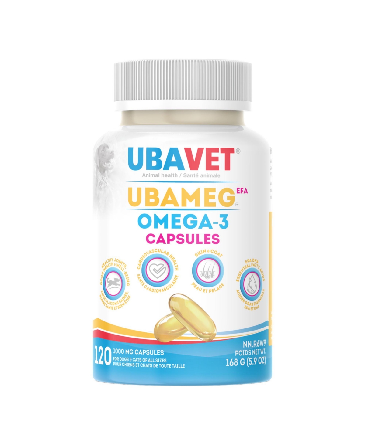 Ubameg Efa 1000mg Omega-3 Fatty Acid Capsules for Dogs & Cats (120 caps)