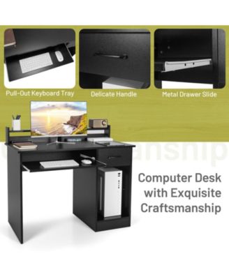 Set of 1 Study Laptop Table with Drawer and Keyboard Tray