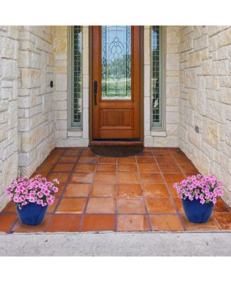 Resort High-Fired Outdoor/Indoor Glazed UV and Frost-Resistant 2-Pack Ceramic Planters with Drainage Holes