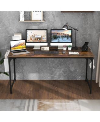 60 Inch Computer Desk with Charging Station Storage Bag