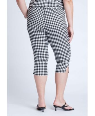 Women's Plus Size Gingham Capri Legging