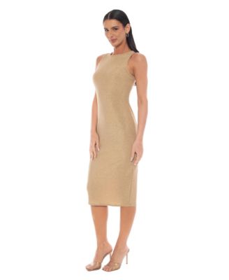 Women's Racer Neck Milan Metallic Maxi Dress