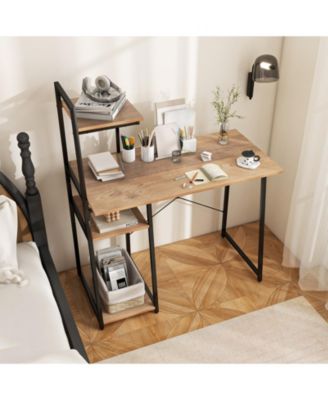 Computer Desk with Shelves and 3-Tier Storage Bookshelf