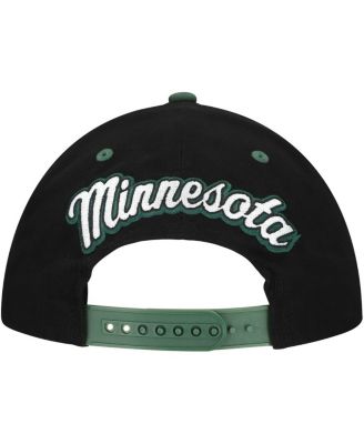 Men's Black/Green Minnesota Wild Backside Script 2-Tone Pro Crown Adjustable Hat