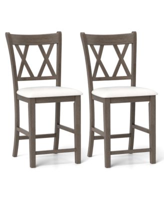 2PCS Bar Stools 24''Counter Height Stools w/ Linen Fabric Upholstered Seat