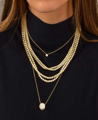 Cubic Zirconia Bezel Tennis Necklace