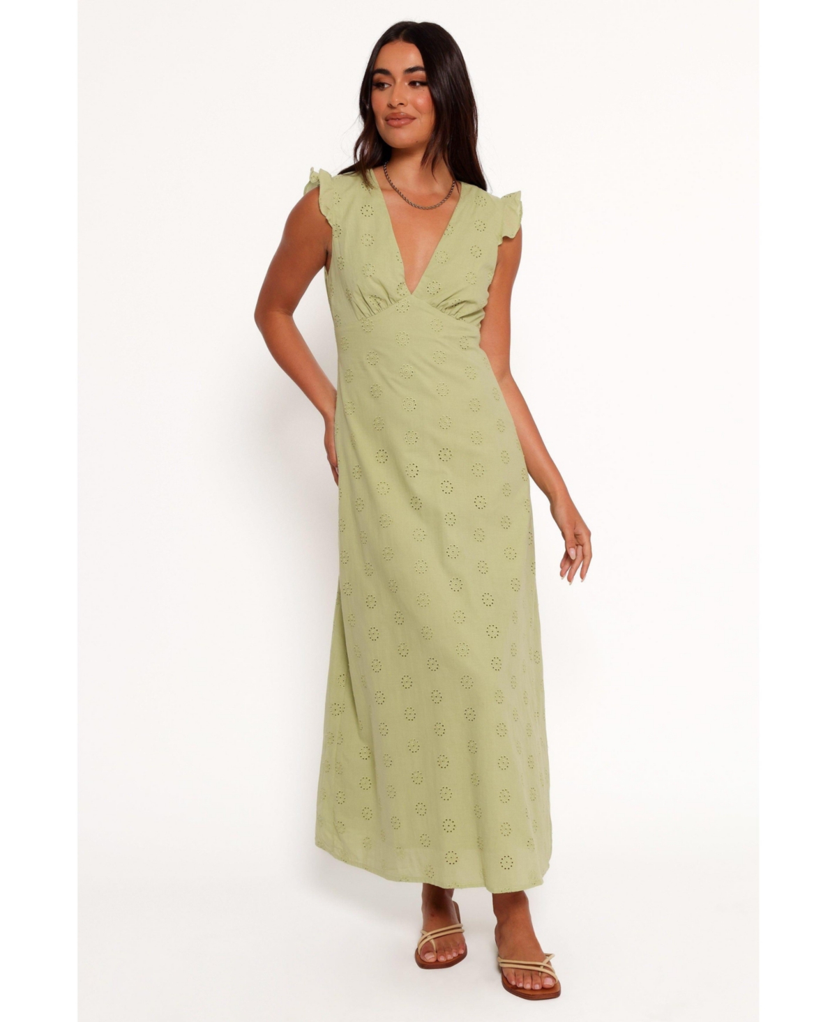 Women's Ensley Flutter Sleeve Maxi Dress - Olive green