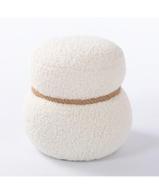 14" Wide Modern Entryway Ottoman Footstool with Snowman Design and Plush Upholstery