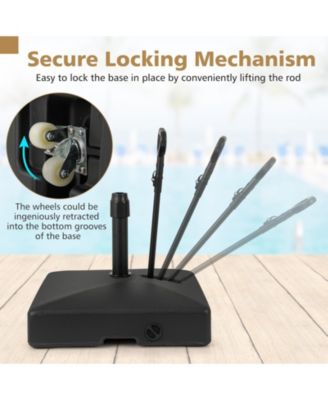 Mobile Patio Umbrella Base Water Sand Fillable Market Table Umbrella Stand with 3 Wheels