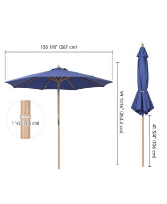 9Ft Patio BOHO Market Patio Umbrella 260GSM Acrylic Fabric 5-Year-Non-Fading Resort Outdoor Market Hyacinth Blue