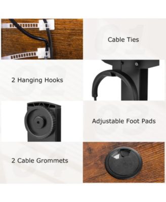 Electric Standing Desk with 3 Memory Height Settings and 2 Hanging Hooks &amp; Cable Management