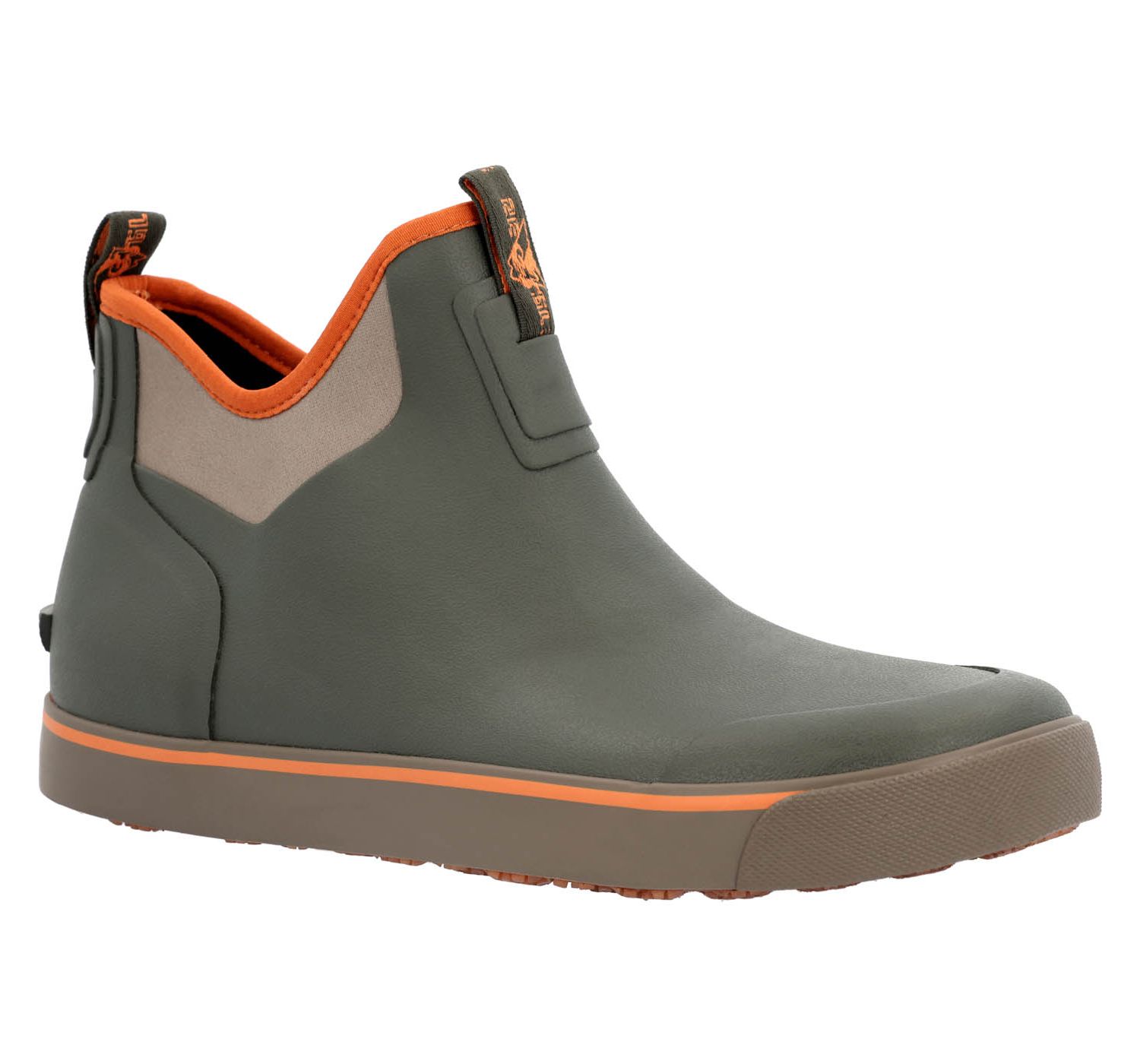 Men's Dry-Strike Waterproof Green and Orange Deck Boot