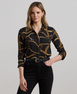Lauren Ralph Lauren - Women's Classic-Fit Belting-Print Crepe Shirt