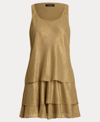 Women's Metallic Chiffon Sleeveless Shift Dress