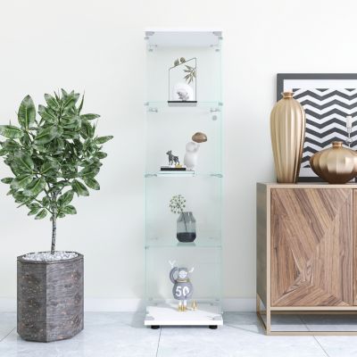 Streamdale 4-Shelf Glass Display Cabinet with Door (64.7" x 16.7" x 14.3")