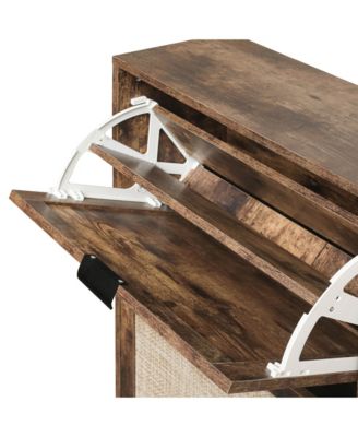 4 Door Shoe Rack, Freestanding Modern Shoe Storage Cabinet, for Entryway