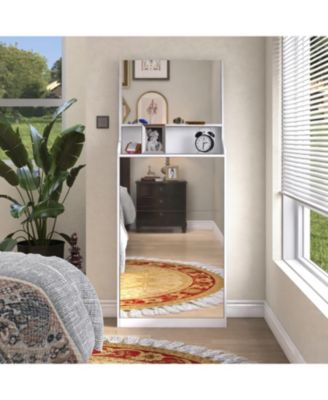 Streamdale 3-Mirror White Shoe Cabinet for Entryway