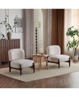 Boucle Lounge Chairs - Modern, Solid Wood Frame