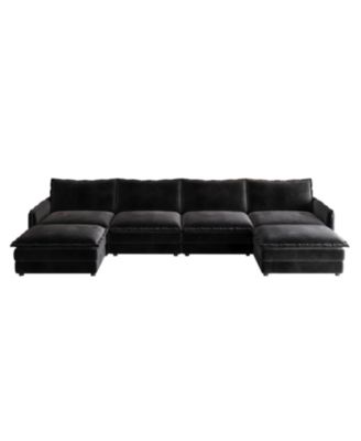 Streamdale Corduroy 4-Seater Cloud Couch with Footrests & Cushions