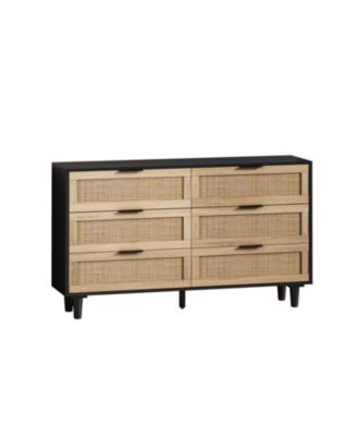 51.18"6-Drawers Rattan Storage Cabinet Rattan Drawer, for Bedroom, Living Room