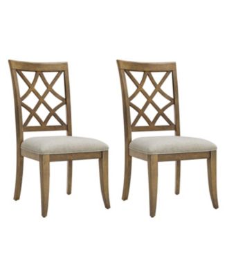 Mid-Century Modern Upholstered Dining Chairs (Set of 2), Oak