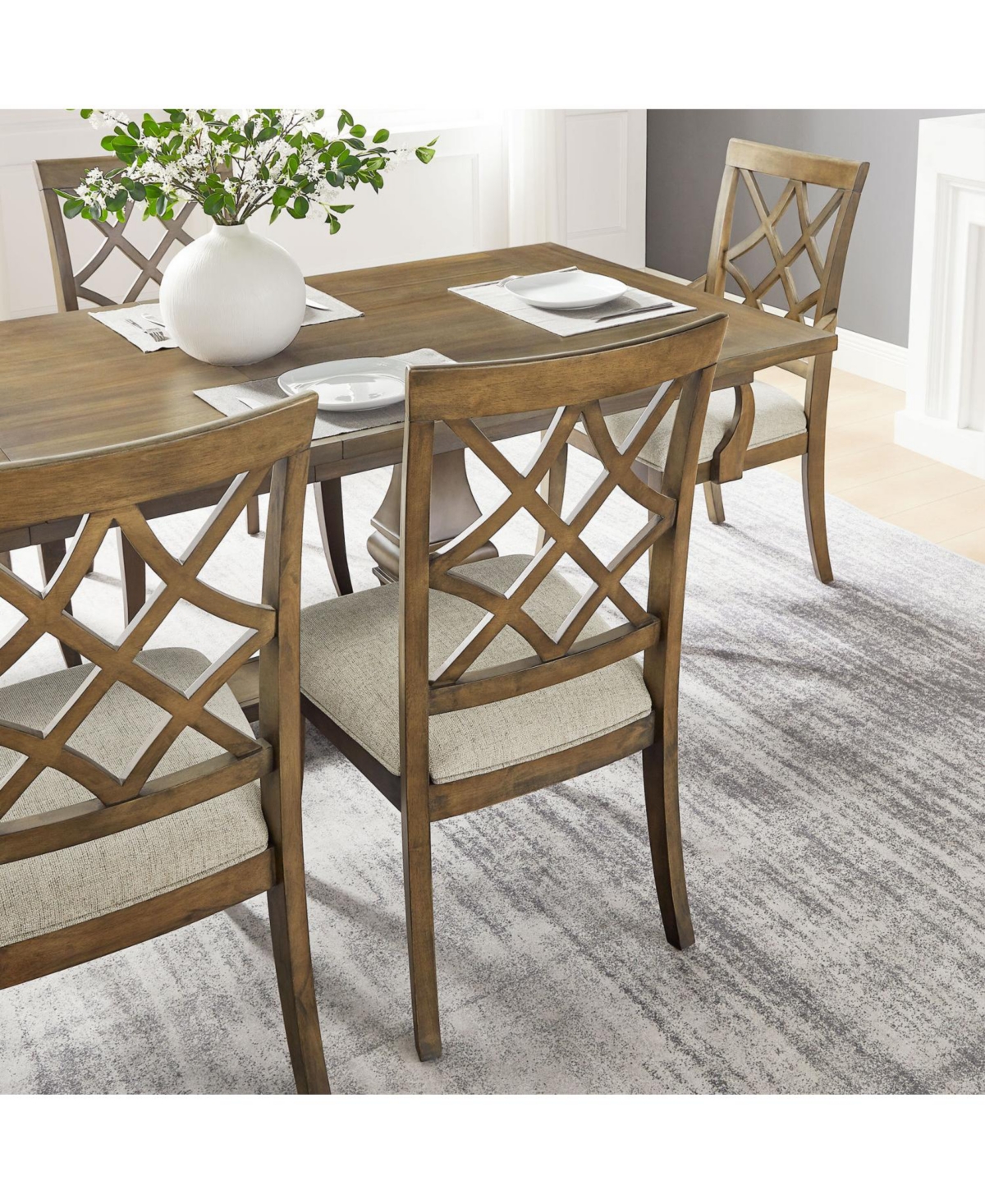 Streamdale Furniture Mid-Century Modern Upholstered Dining Chairs (Set of 2), Oak