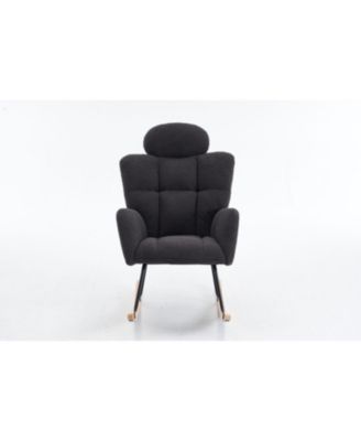 Streamdale Mid Century Modern Rocking Glider Chair with Teddy Fabric Upholstery