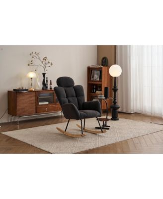 Streamdale Mid Century Modern Rocking Glider Chair with Teddy Fabric Upholstery