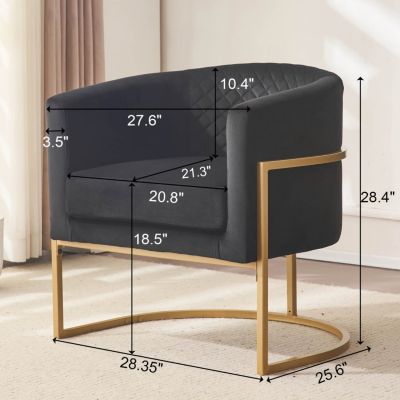 Streamdale Upholstered velvet chair Gold metal bracket, medieval living room office tea room lounge chair with curved backrest