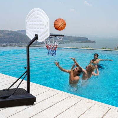 Portable Poolside Basketball Hoop System Height Adjustable 3.1ft to 4.7ft 36inch Backboard for Pool