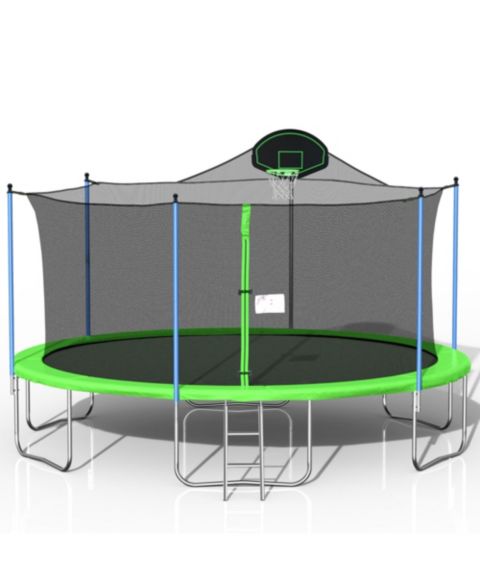 Детская игрушка Flynama 16FT Trampoline with Safety Enclosure Net, Basketball Hoop and Ladder, Large-Scale Trampoline for Kids/Adluts Family Jumping Outdoor Workout