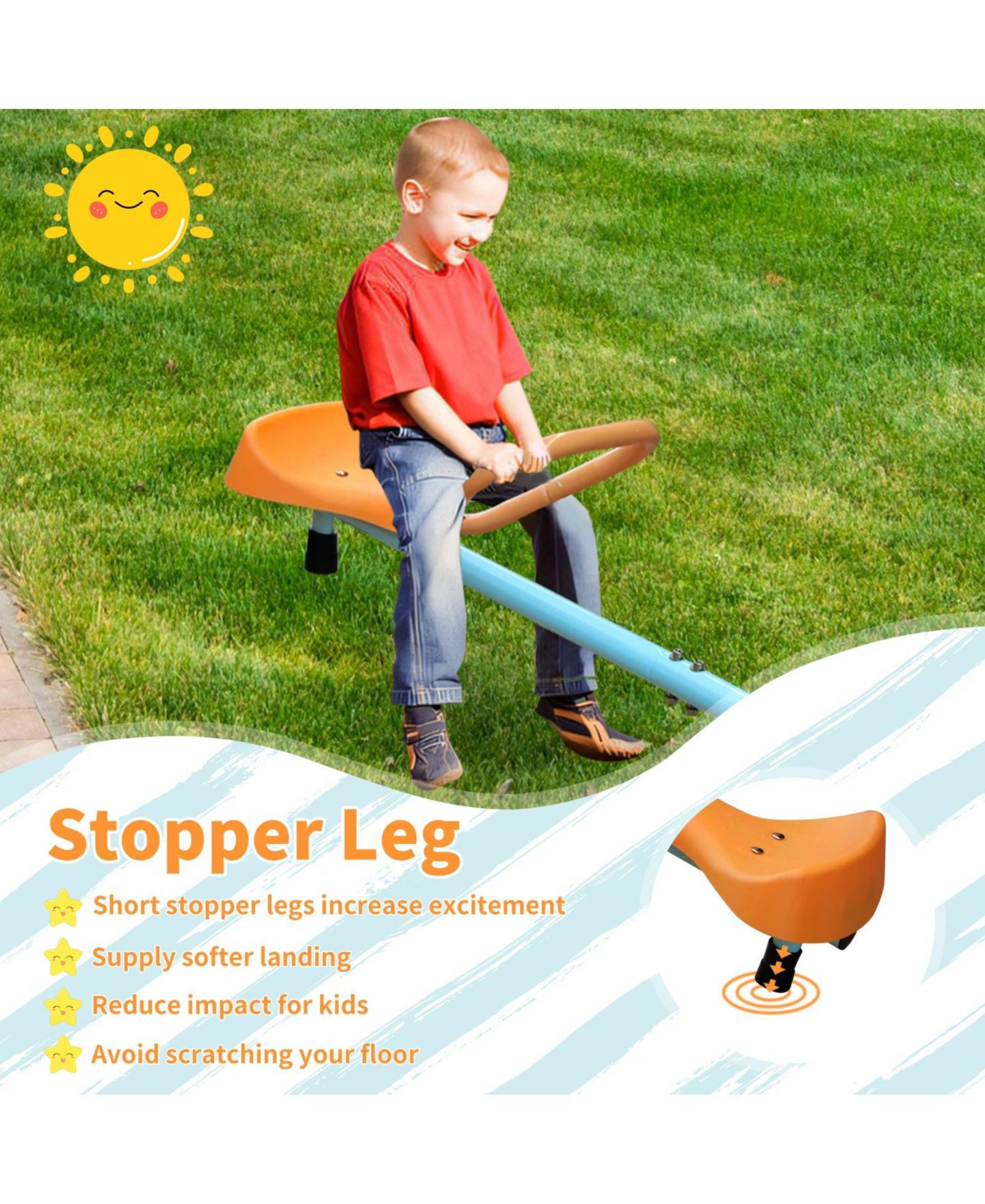 Детская игрушка Flynama 4-Seat Spinning Seesaw with Swivel Teeter Totter Motion, Ages 3-8 — фото 7