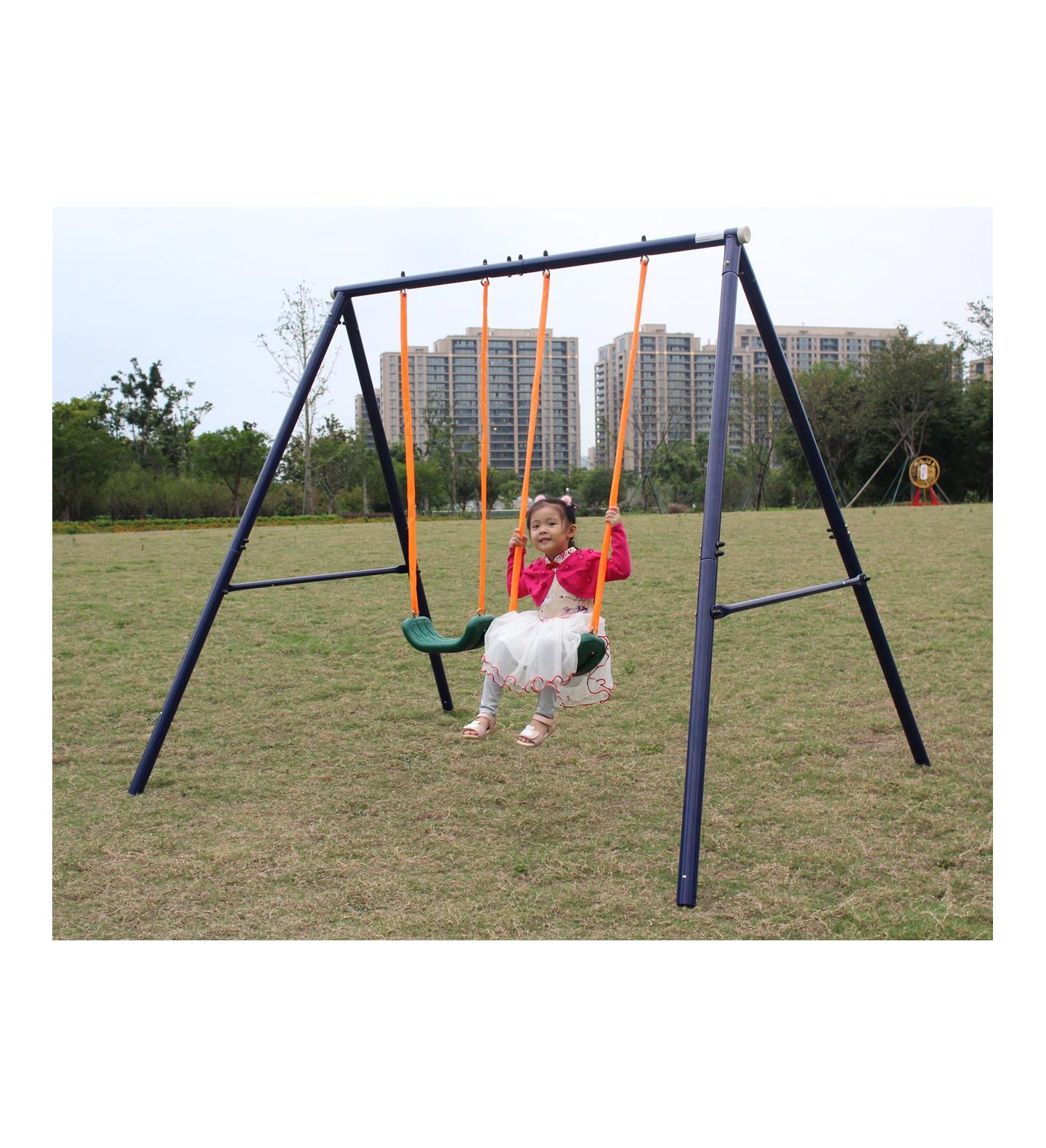 Детские игрушки Flynama Two Station Heavy-Duty Steel A-Frame Swing Set, Ages 3-8 — фото 3