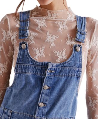 Women's Edie Denim Cotton Overalls Dress