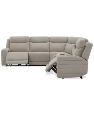 Kristyan 6-Pc. Fabric Sectional with 3 Power Motion Chairs and Console, Exclusively at Macy's