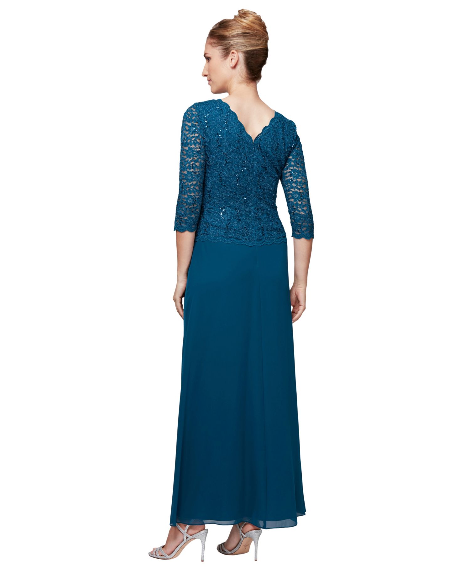 Women's Sequin Embellished Lace Top Gown