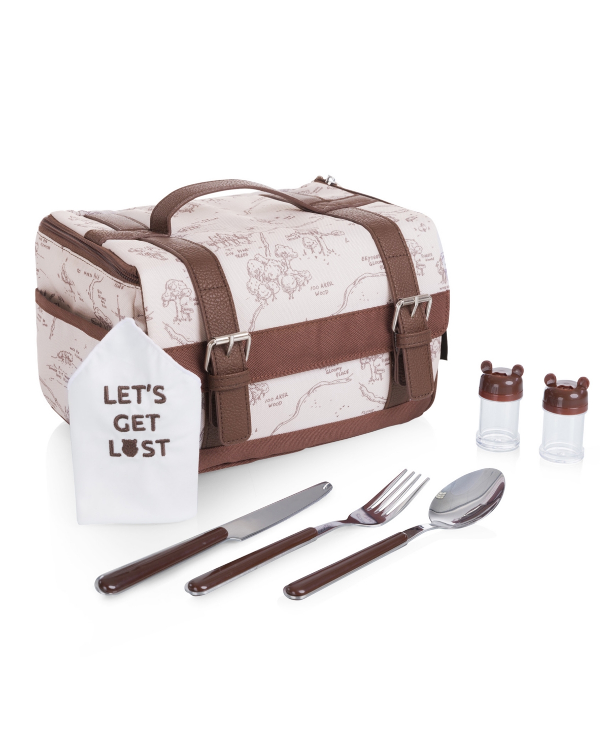 Disney Winnie The Pooh Lunch Bag Cooler with Utensils Set - Winnie the Pooh Pattern