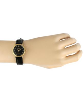 Women's Classic Easy Read Black Watch with Black Leather Strap