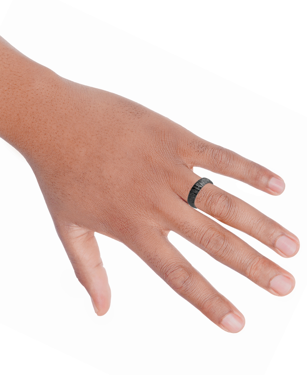 Triton Men's Hammered Texture Band In Black Titanium In Black