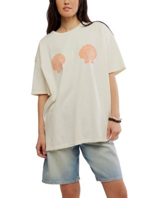 Free People Women's Making Circles Paisley Cotton & Modal T-Shirt Blue Size X-Small