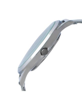 Men's 40mm Blue Dial Slim Case Stainless Steel Mesh Watch