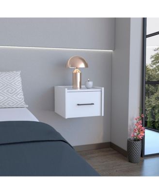 Modern One-Drawer Faux Wood Floating Nightstand – Space-Saving Design