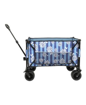 Heavy-Duty Folding Wagon Cart w/ Picnic Mat - Blue