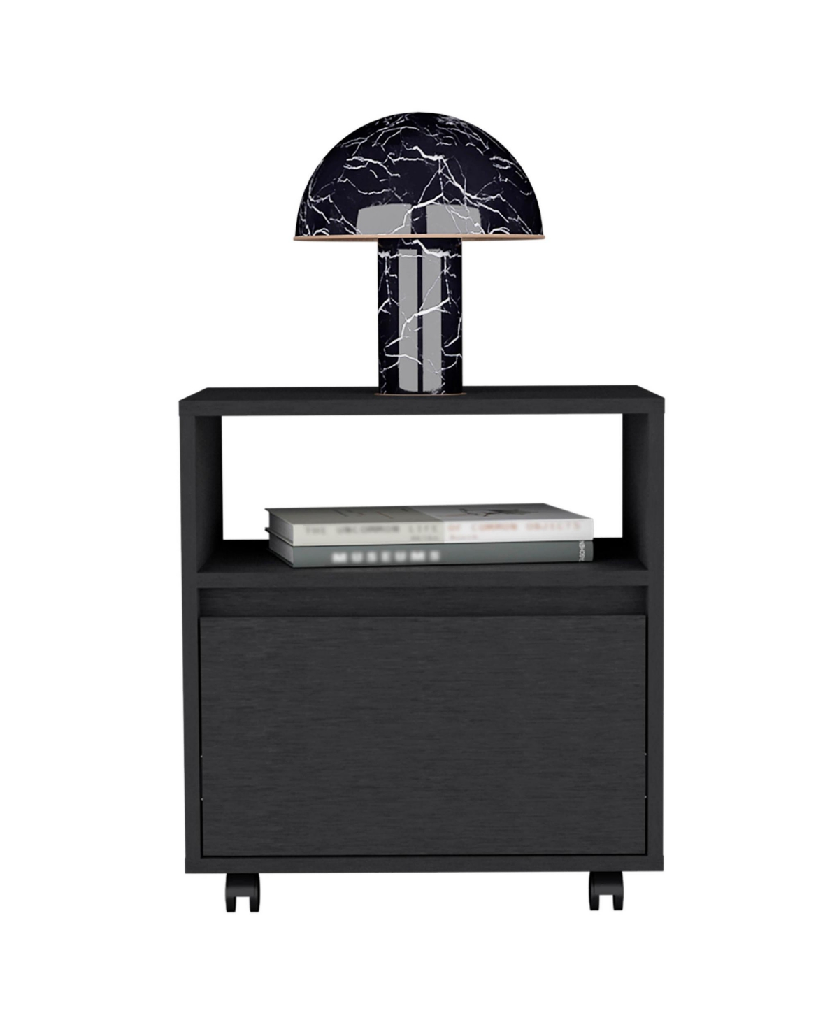 Stylish One Drawer Faux Wood Nightstand for Small Spaces