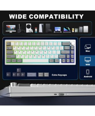 AL68 Wireless Mechanical Keyboard,Full Aluminum CNC,60% Layout with Knob, QMK/VIA Software,Gasket Mounted,Hot Swappable,RGB Backlit,BT/2.4G/USB-C for Mac/Win(Milk V2 Linear)