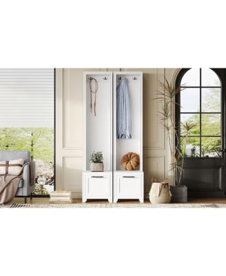 Hall Tree Set of 2 - Entryway Coat Rack & Bench