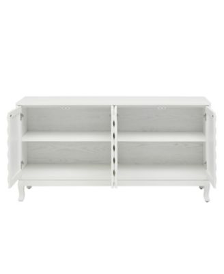 White Sideboard with Wavy Doors & Arched Groove Design