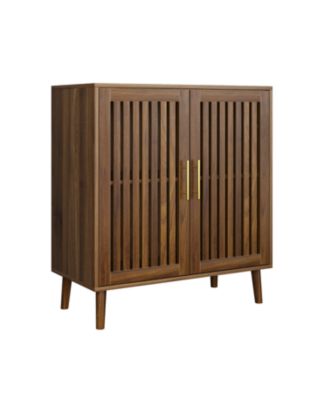 Farmhouse Buffet Cabinet with Louvered Doors - Walnut