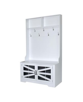 Entryway Bench with Coat Rack & Adjustable Shelves