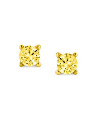 Minimalist Tiny .25CT Solitaire Cubic Zirconia Stud Earrings Gold Plated Sterling Silver Screw back